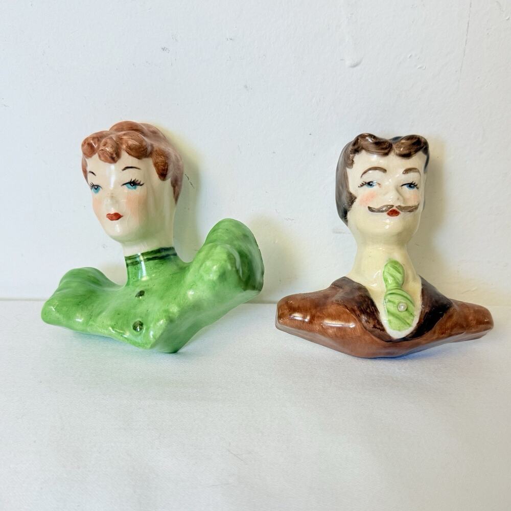 Vtg Chalk Ware Ma & Pa All Hangings 50’s Kitsch Country